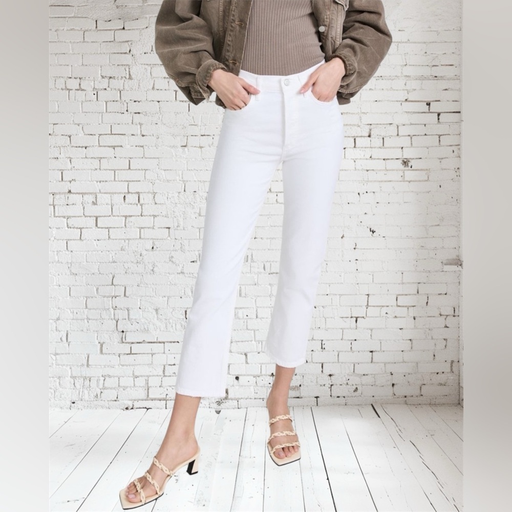 AGOLDE Riley High Rise Straight Crop White Jeans